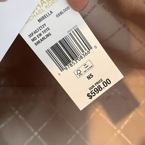 Michael Kors Mirella shearling Medium Burgundy Tote - Picture 8 of 8